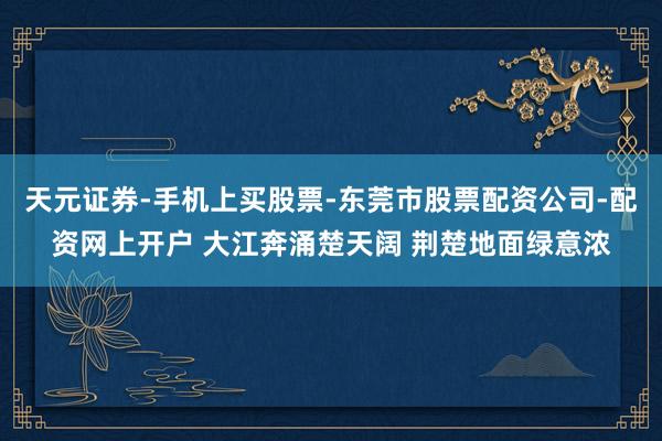 天元证券-手机上买股票-东莞市股票配资公司-配资网上开户 大江奔涌楚天阔 荆楚地面绿意浓